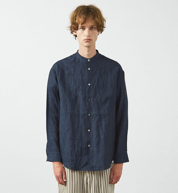 ABAHOUSE「【LUXE Linen Solaro】バンドカラー リネンシャツ」|シャツ・ブラウス|
