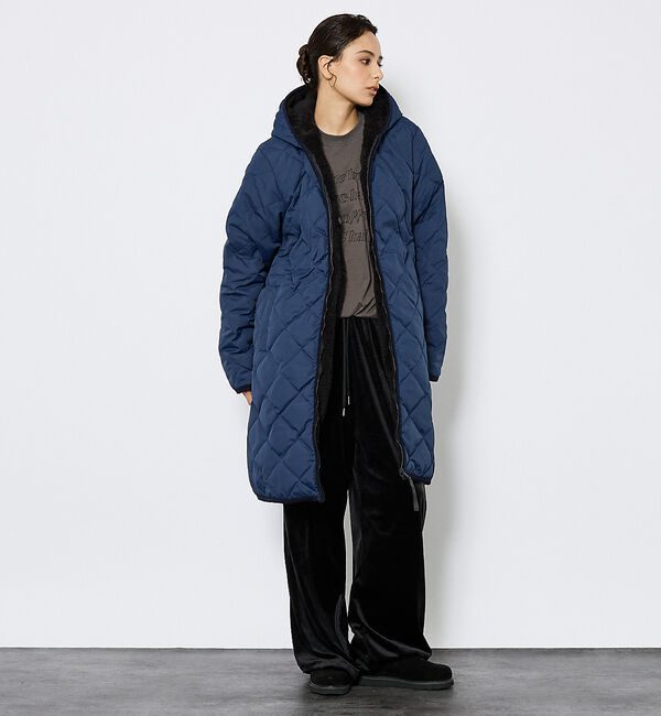 ABAHOUSE「【TAION / タイオン】シティ リバーシブル パイピングフード ダウン&times;ボア」|ダウン|