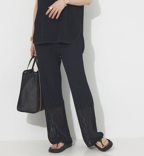 Rouge vif「【セットアップ対応】麻混レーシーニットパンツ」|その他|ブラック