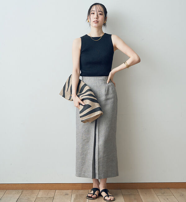 Rouge vif「ラメリネンスリットスカート」|スカート|