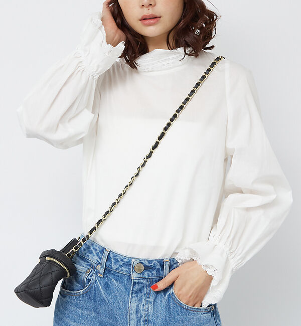 Rouge vif「レースハイネックブラウス」|シャツ・ブラウス|ホワイト