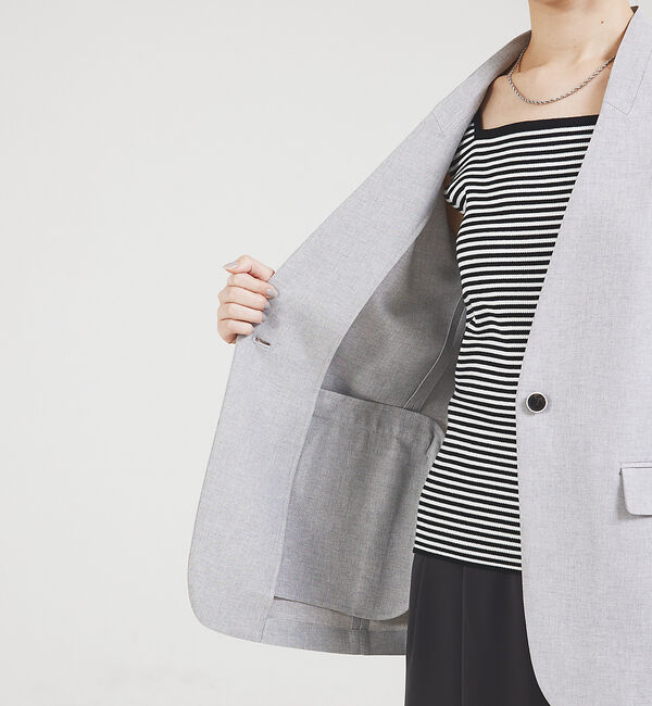 qualite「【セットアップ対応】クリスピーリネンジャケット」|ノーカラージャケット|