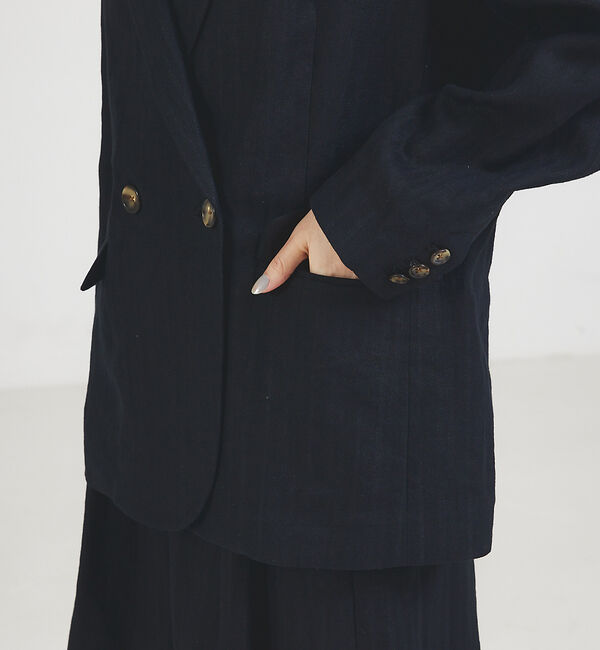 qualite「【セットアップ対応】ランダムヘリンボーンリネンジャケット」|テーラードジャケット|