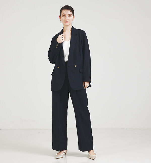 qualite「【セットアップ対応】ランダムヘリンボーンリネンジャケット」|テーラードジャケット|