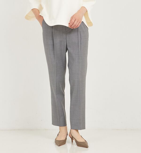 qualite「ウールトロセンタープレスパンツ」|その他|ストライプ