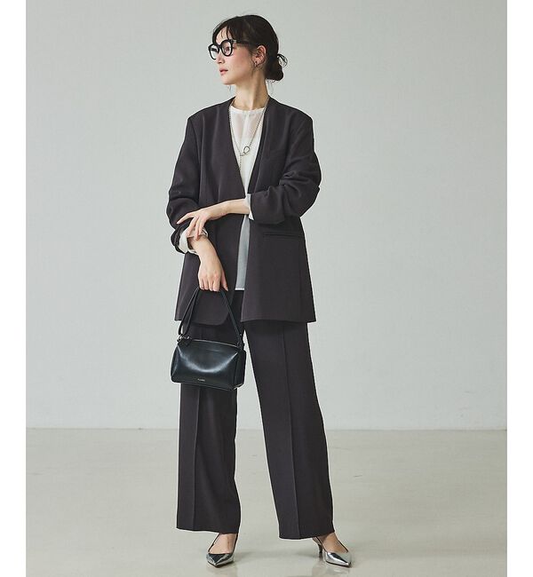 qualite「【UVカット/ストレッチ/セットアップ対応】ドライカルゼノーカラージャケット」|ノーカラージャケット|