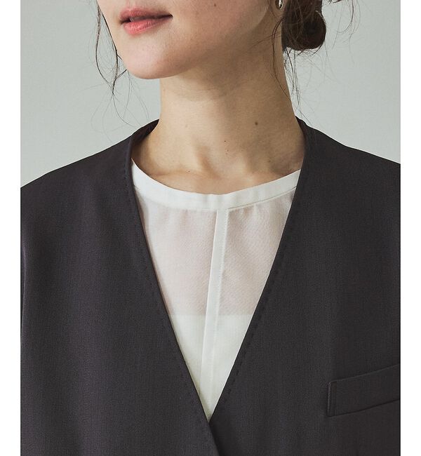 qualite「【UVカット/ストレッチ/セットアップ対応】ドライカルゼノーカラージャケット」|ノーカラージャケット|