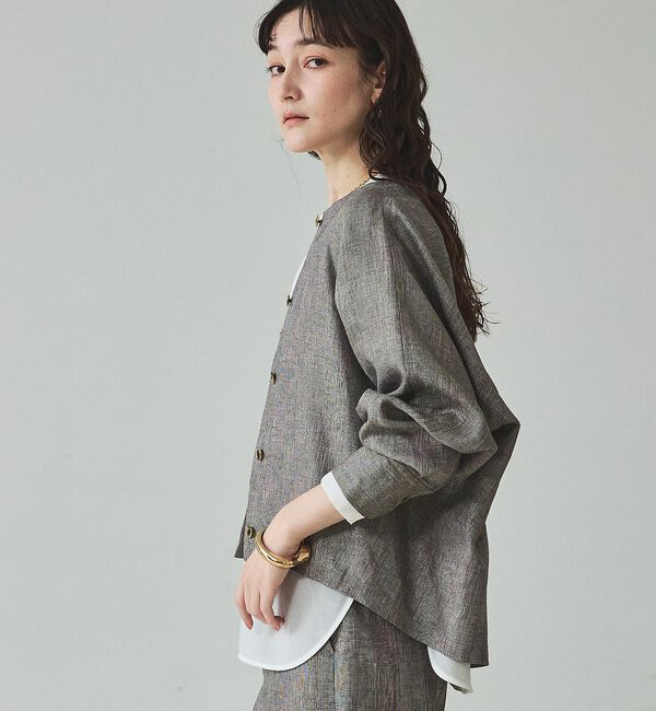 qualite「ラメリネンフォルムブルゾン」|ブルゾン・スタジャン|