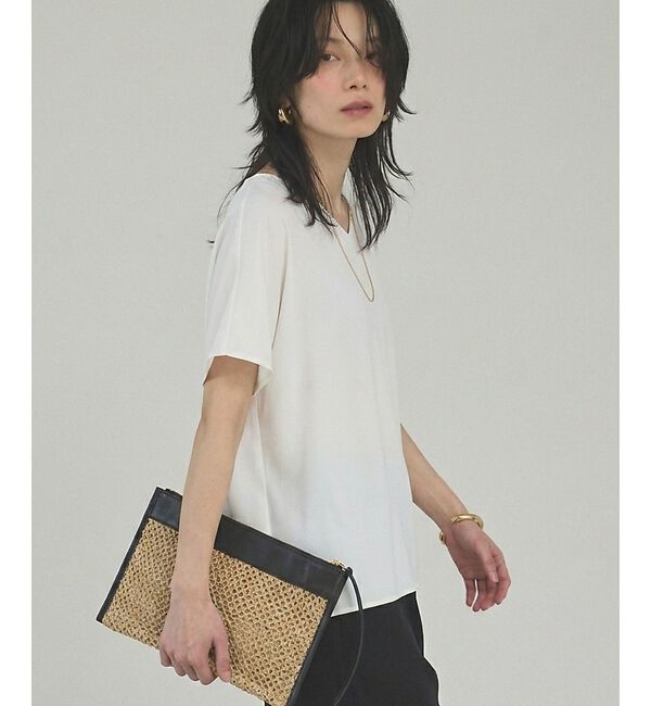 qualite「【接触冷感＆吸水速乾】クールサテンブラウス/セットアップ対応【予約】」|シャツ・ブラウス|オフホワイト