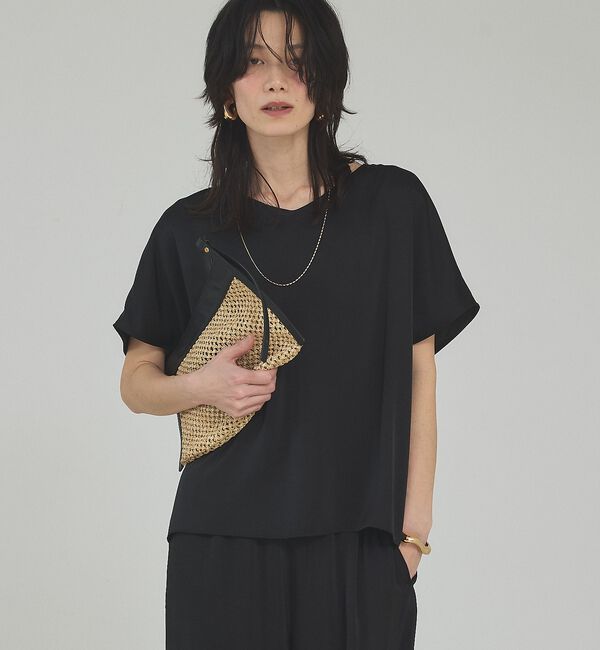 qualite「【接触冷感＆吸水速乾】クールサテンブラウス/セットアップ対応【予約】」|シャツ・ブラウス|