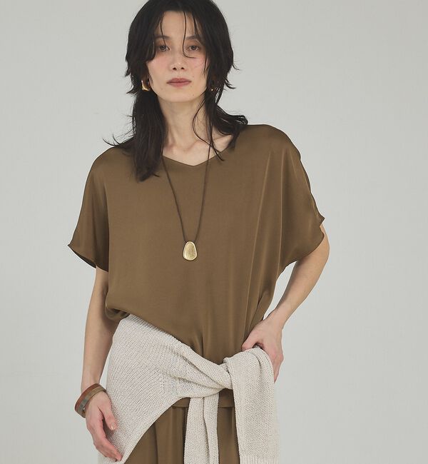 qualite「【接触冷感＆吸水速乾】クールサテンブラウス/セットアップ対応【予約】」|シャツ・ブラウス|