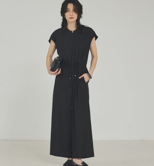 qualite「【接触冷感】リネンブレンドドロストオールインワン【予約】」|オールインワン|