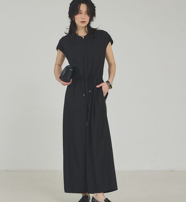 qualite「【接触冷感】リネンブレンドドロストオールインワン【予約】」|オールインワン|