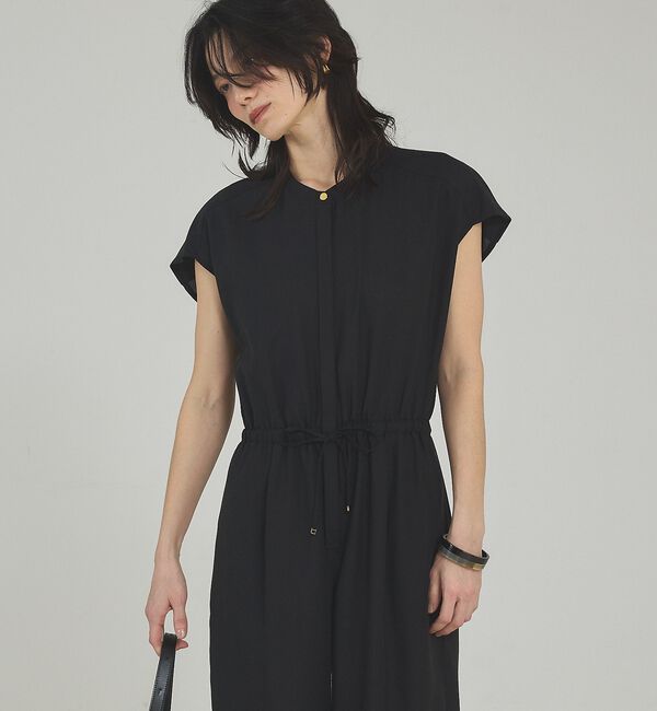 qualite「【接触冷感】リネンブレンドドロストオールインワン【予約】」|オールインワン|