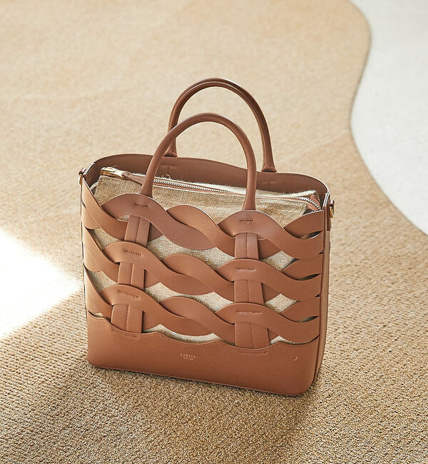 LOWELL things「Corde/レザーウェービーメッシュ2WAYトートバッグ」|トートバッグ|ブラウン