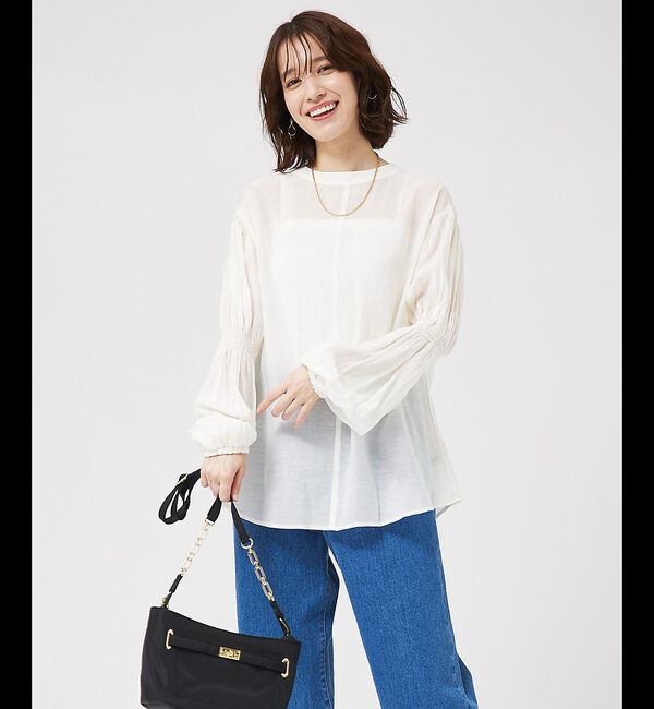 abahouse mavie「キャンディスリーブ2WAYシアーブラウス」|シャツ・ブラウス|アイボリー