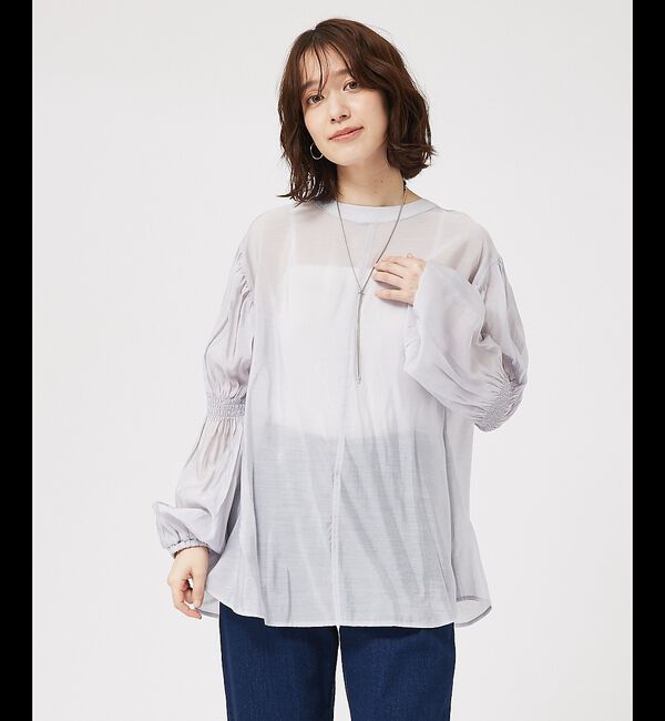 abahouse mavie「キャンディスリーブ2WAYシアーブラウス」|シャツ・ブラウス|サックスブルー