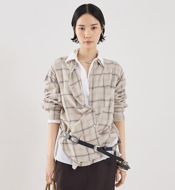 The Store by C' 「【REMI RELIEF】【別注】レーヨンツイルチェックシャツ2【予約】」|シャツ・ブラウス|グレージュ