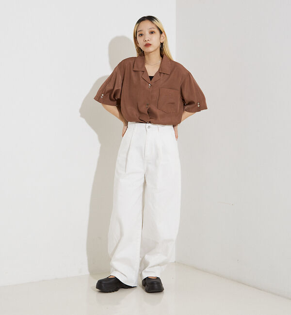 NOMINE「タック ボリューム デニムパンツ」|デニム|