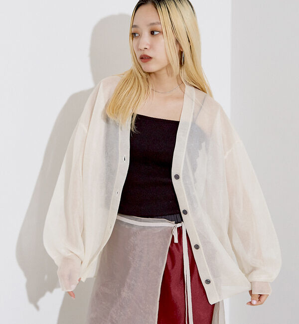 NOMINE「ジャガード シアー ニットカーディガン」|カーディガン|アイボリー