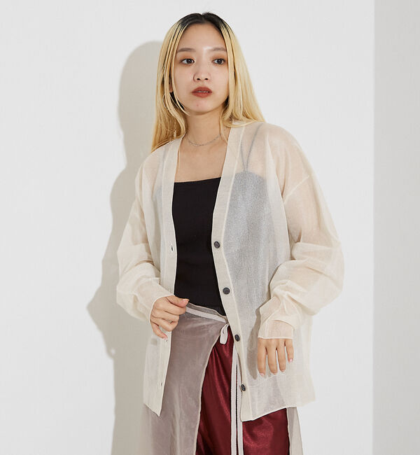 NOMINE「ジャガード シアー ニットカーディガン」|カーディガン|