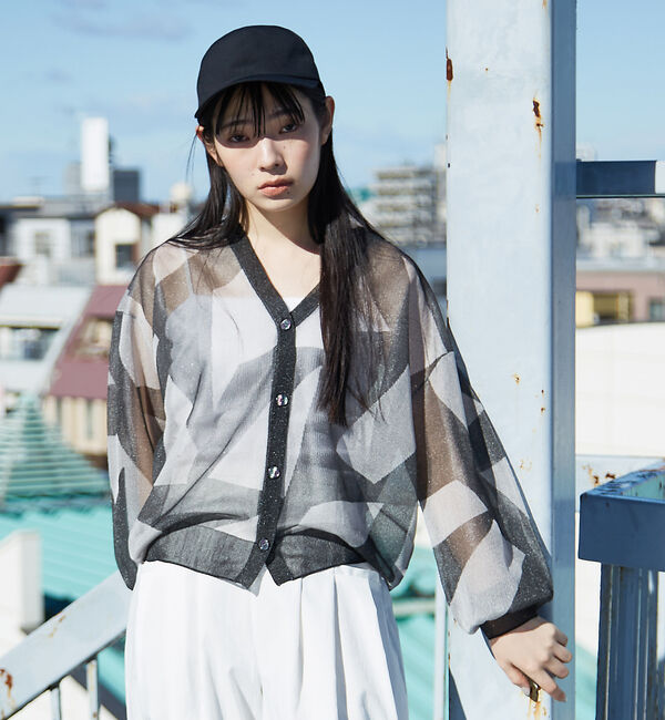 NOMINE「ジャガード シアー ニットカーディガン」|カーディガン|