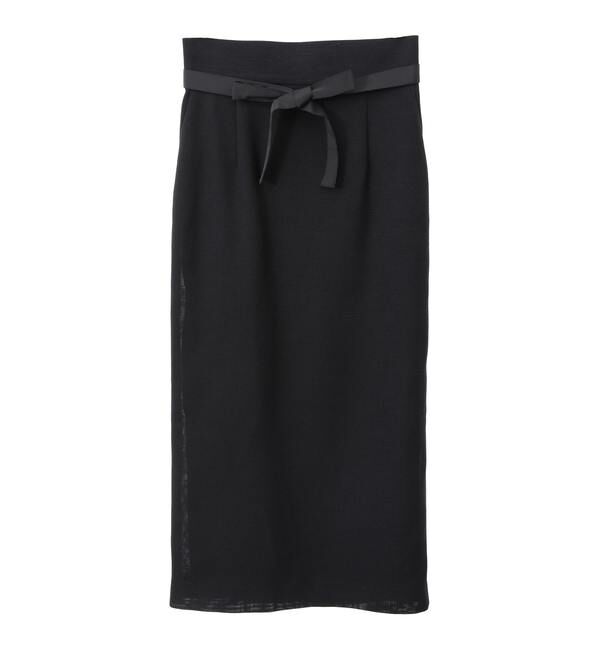 TIARA「ミニリボン付ロングタイトスカート（セットアップ可）」|スカート|ブラック