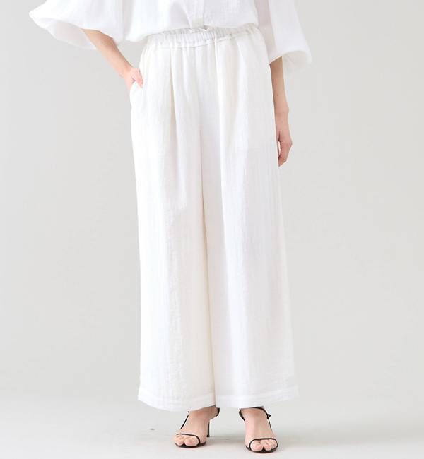 TIARA「イージーギャザーワイドパンツ（セットアップ可）」|その他|ホワイト