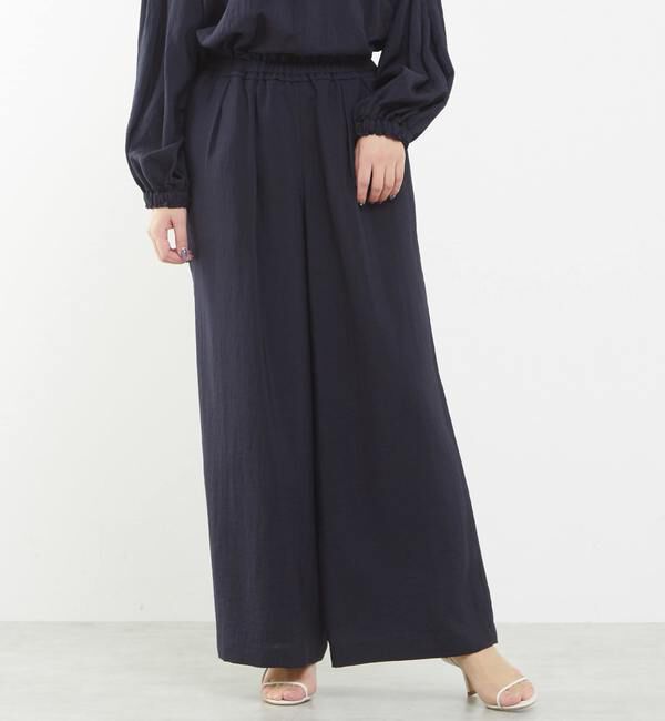 TIARA「イージーギャザーワイドパンツ（セットアップ可）」|その他|ネイビー