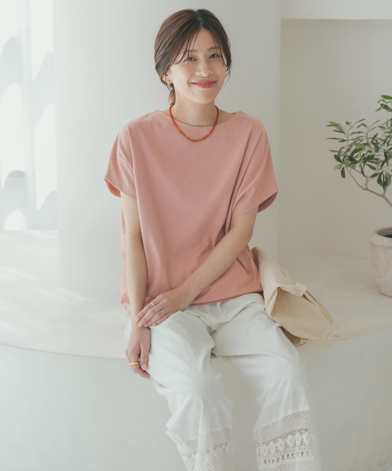 URBAN RESEARCH DOORS「『UR TECH ひやサラクール』ドライコットンボートネックプルオーバー」|Tシャツ・カットソー|