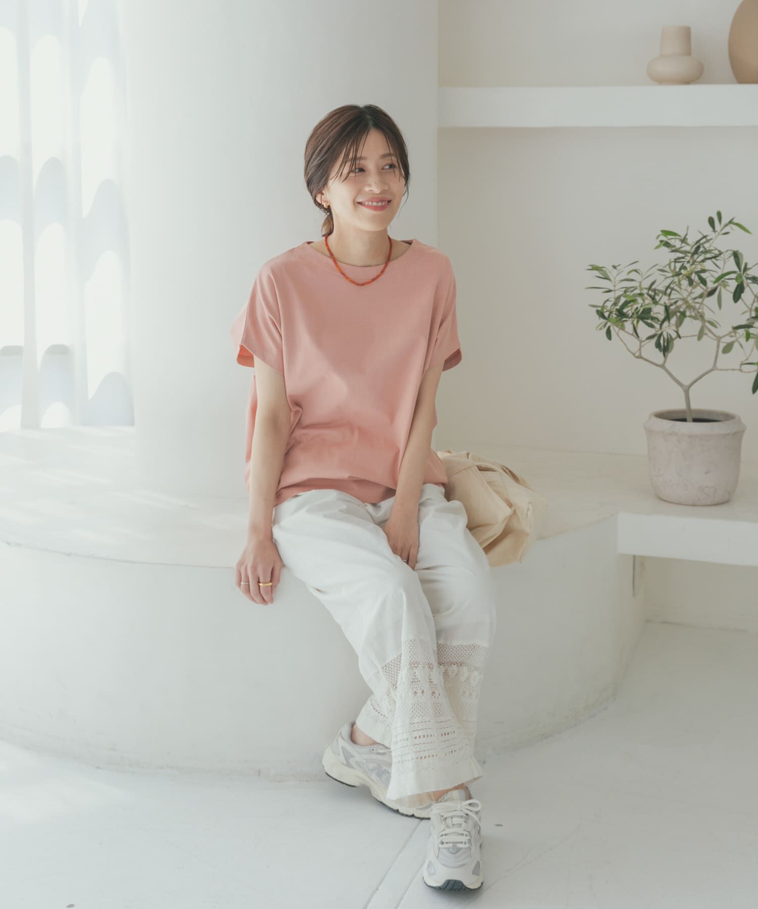 URBAN RESEARCH DOORS「『UR TECH ひやサラクール』ドライコットンボートネックプルオーバー」|Tシャツ・カットソー|