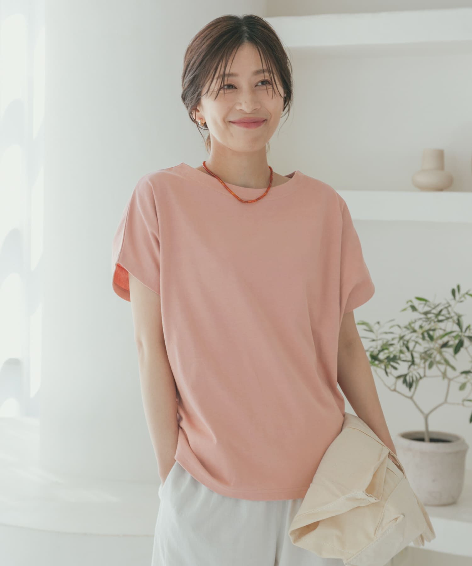 URBAN RESEARCH DOORS「『UR TECH ひやサラクール』ドライコットンボートネックプルオーバー」|Tシャツ・カットソー|