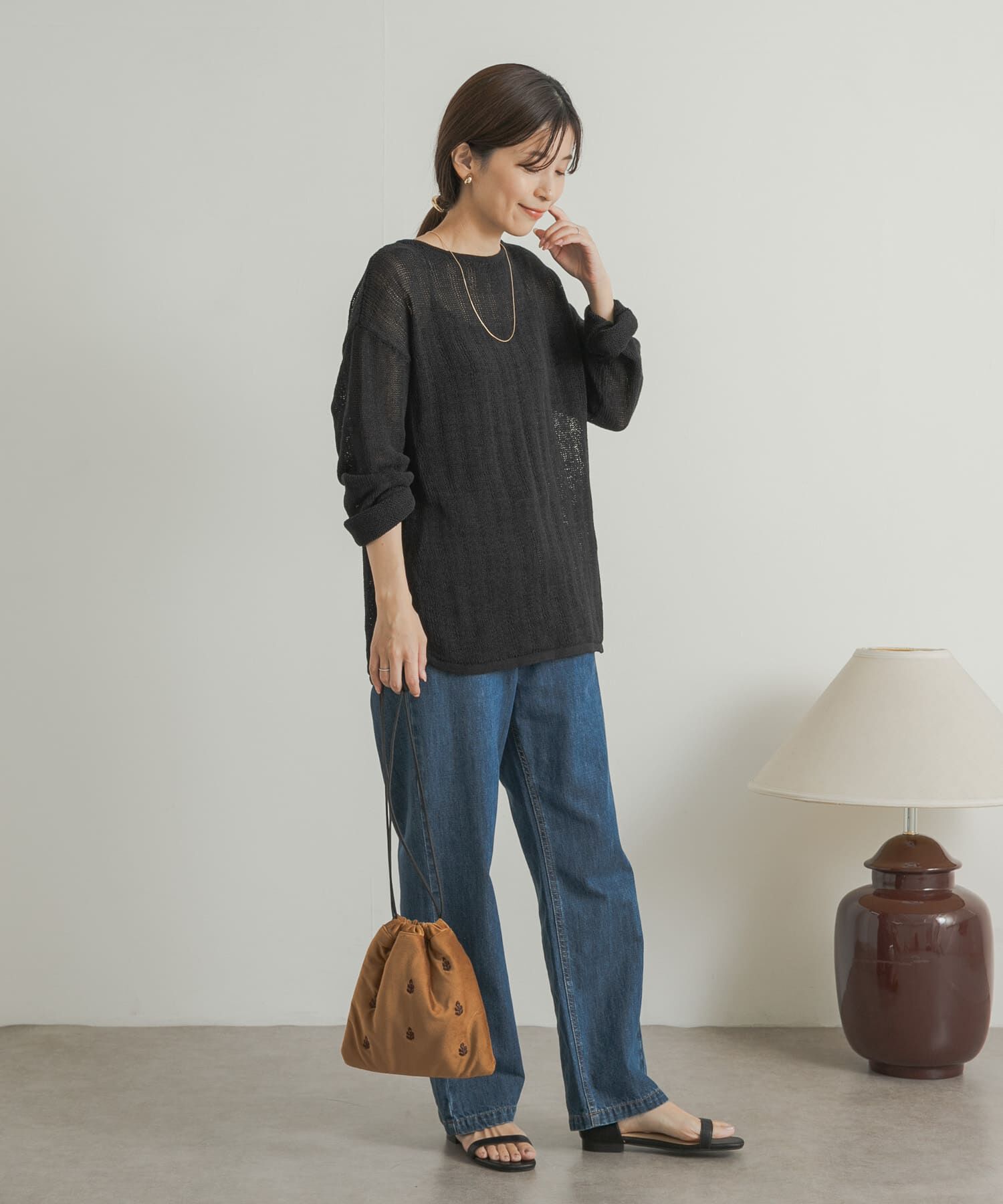 URBAN RESEARCH DOORS「ウォッシャブル透かし編みニット」|ニット・セーター|