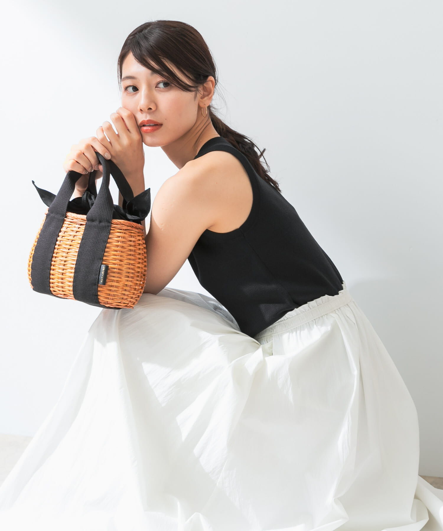 URBAN RESEARCH ROSSO「F by ROSSO　ウォッシャブルミラノリブアメスリニット」|ニット・セーター|ブラック