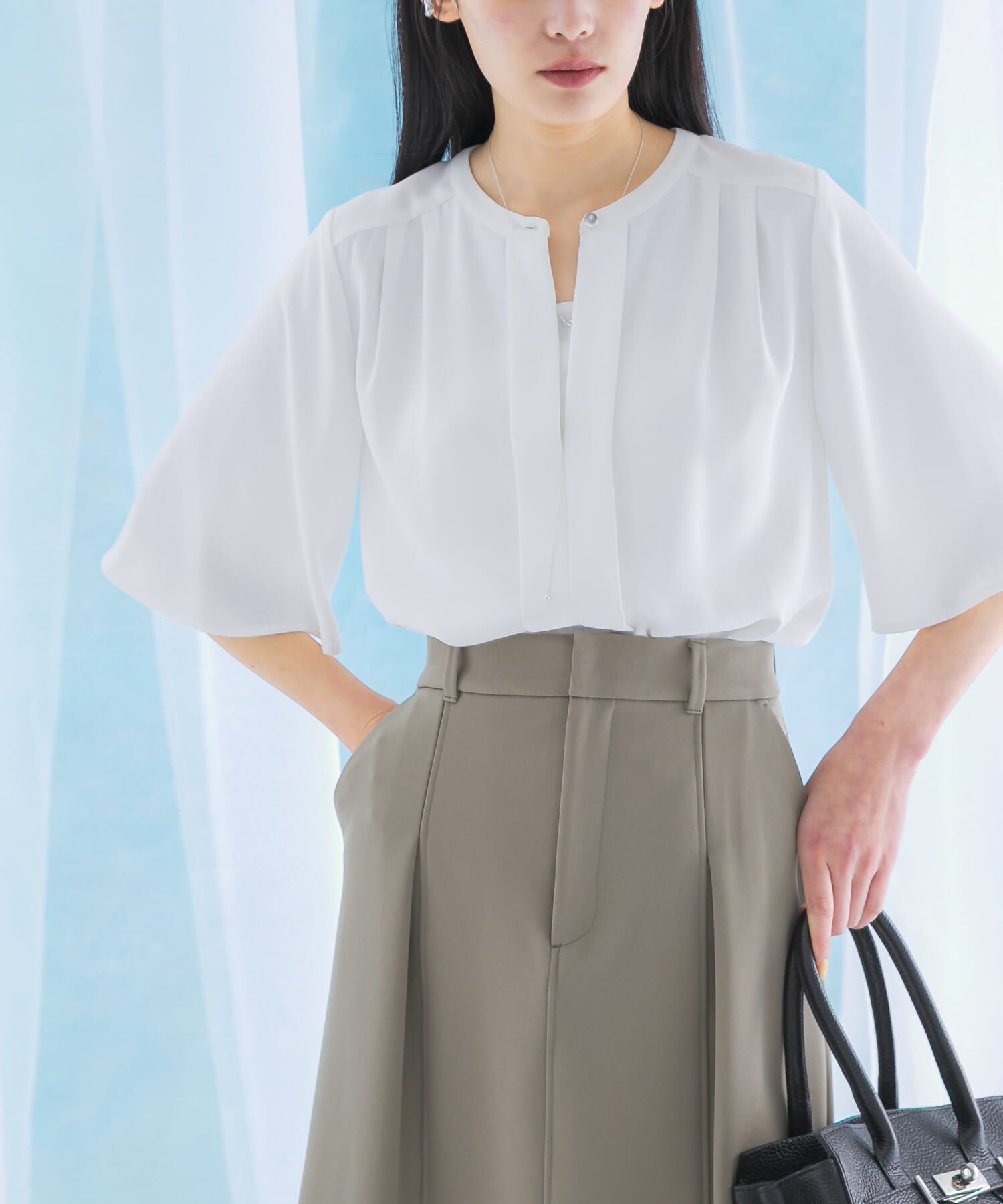 URBAN RESEARCH ROSSO「2WAYウォッシャブルフレアスリーブブラウス」|シャツ・ブラウス|