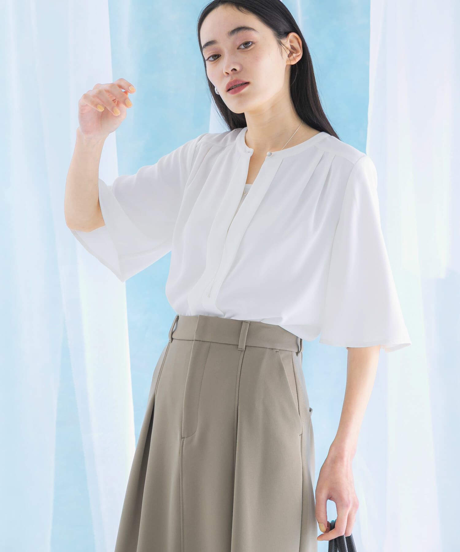 URBAN RESEARCH ROSSO「2WAYウォッシャブルフレアスリーブブラウス」|シャツ・ブラウス|