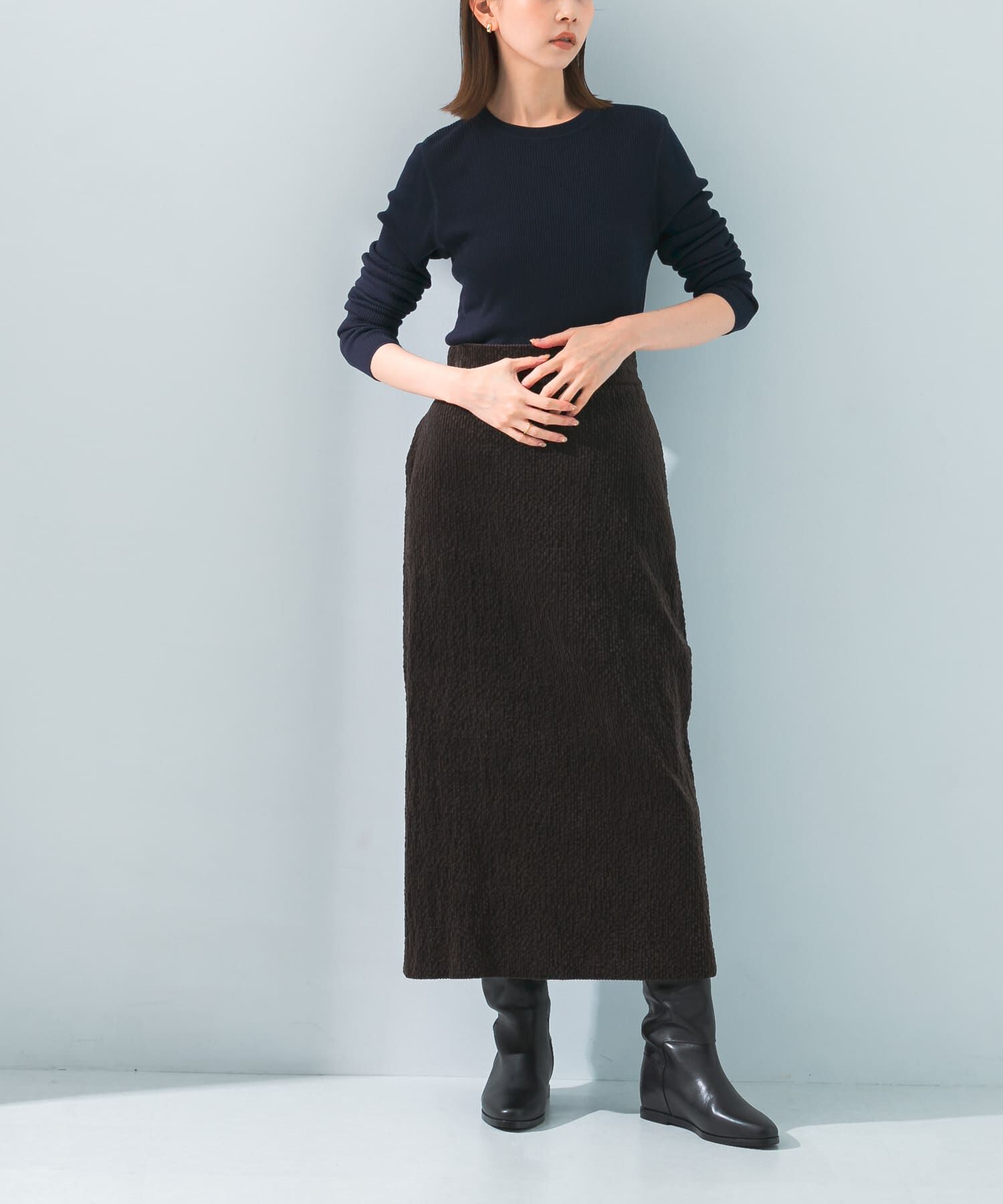 URBAN RESEARCH ROSSO「le　CORDUROY H-LINE SKIRT」|スカート|ブラウン