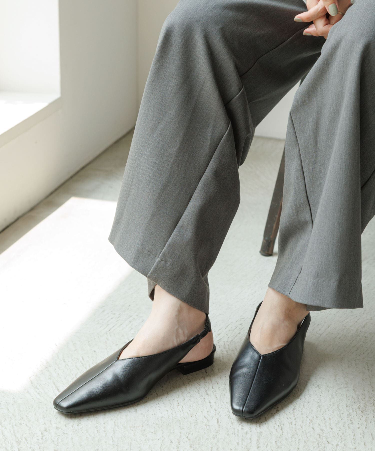 Sonny Label 「バックストラップスクエアパンプス」|パンプス|ブラック