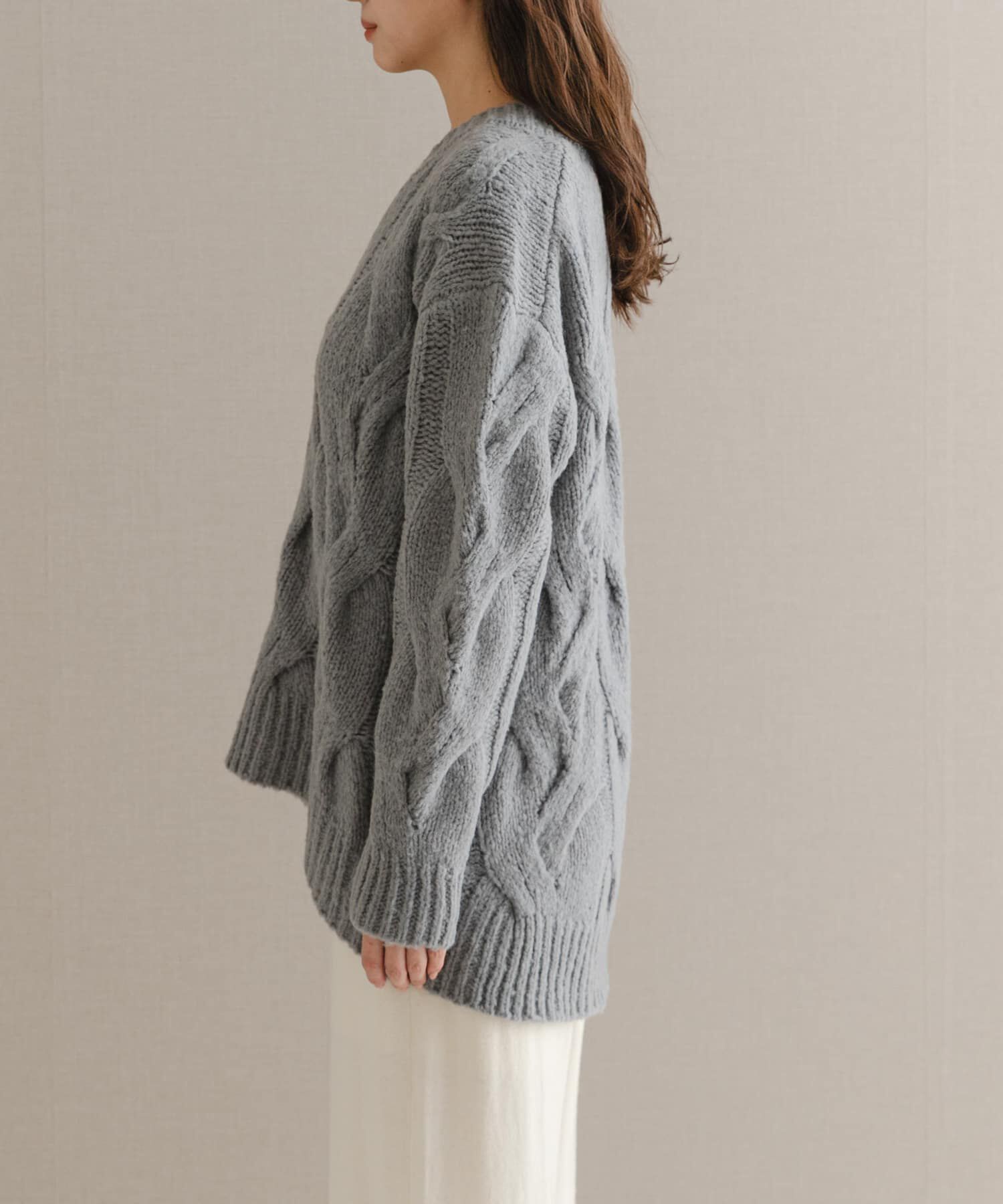 URBAN RESEARCH ROSSO「ウールカシミヤケーブル編オーバーニット」|ニット・セーター|