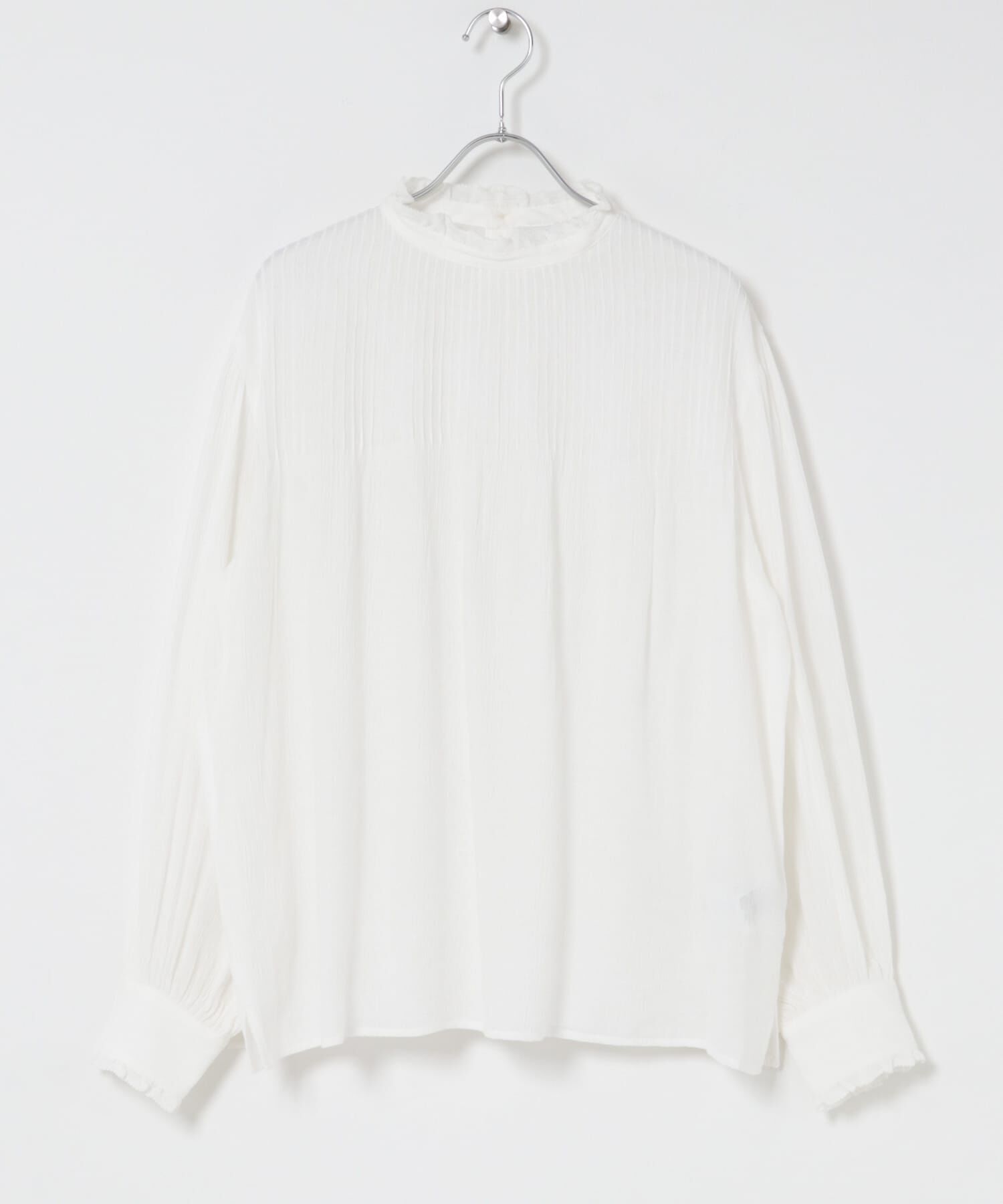 URBAN RESEARCH DOORS「ピンタックフリルスタンドカラーブラウス」|シャツ・ブラウス|