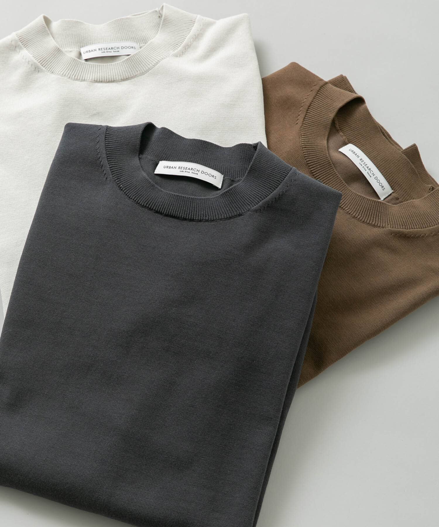 URBAN RESEARCH DOORS「LIFE STYLE TAILOR　ハイゲージクルーネック長袖ニット」|ニット・セーター|グレー