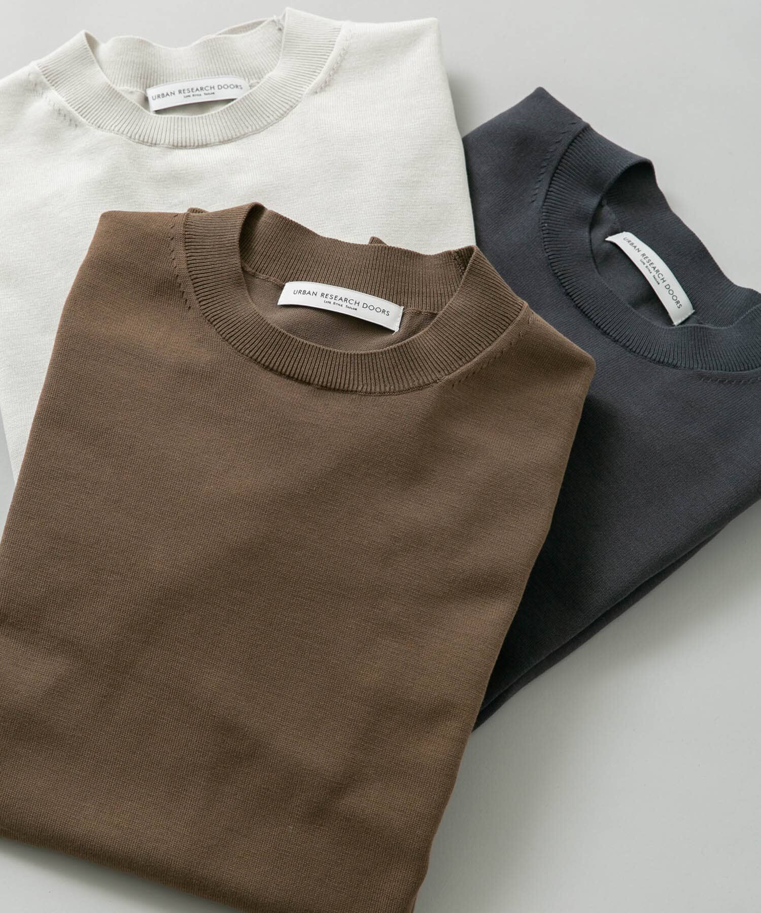 URBAN RESEARCH DOORS「LIFE STYLE TAILOR　ハイゲージクルーネック長袖ニット」|ニット・セーター|ブラウン系その他