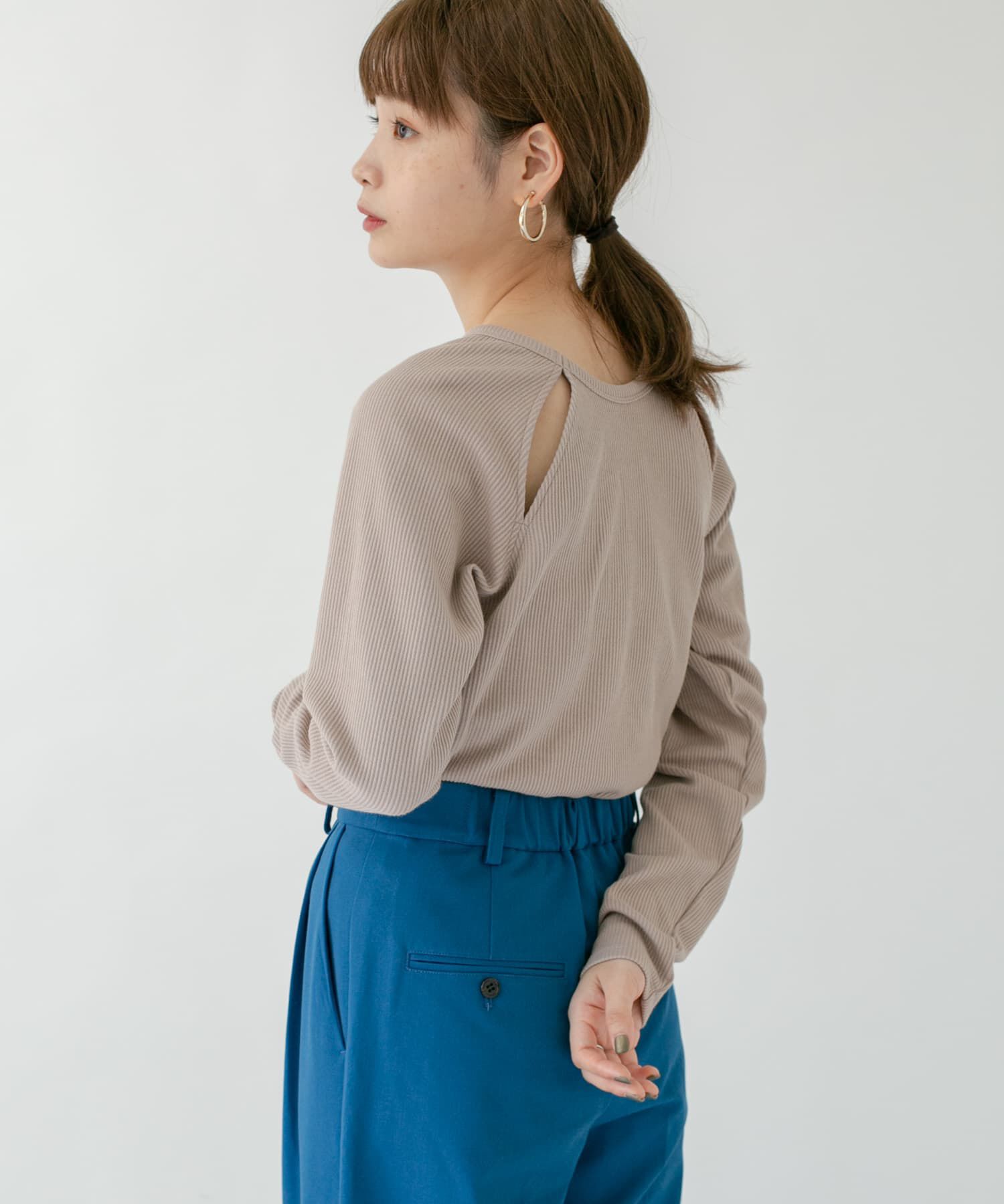  「ラグランラインオープンカットソー」|Tシャツ・カットソー|