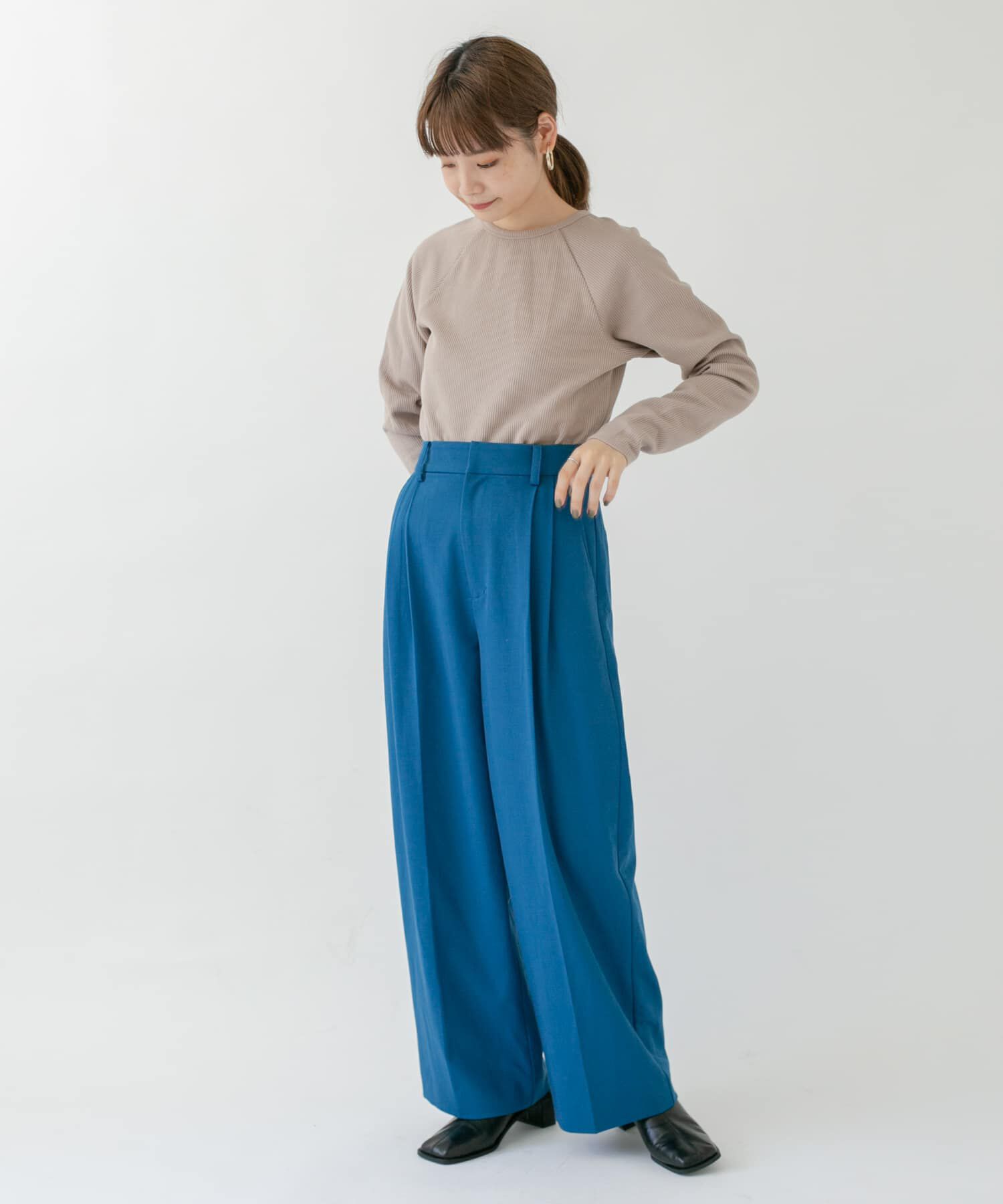  「ラグランラインオープンカットソー」|Tシャツ・カットソー|