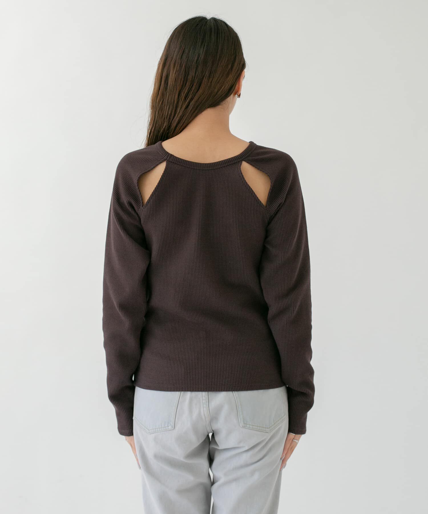  「ラグランラインオープンカットソー」|Tシャツ・カットソー|