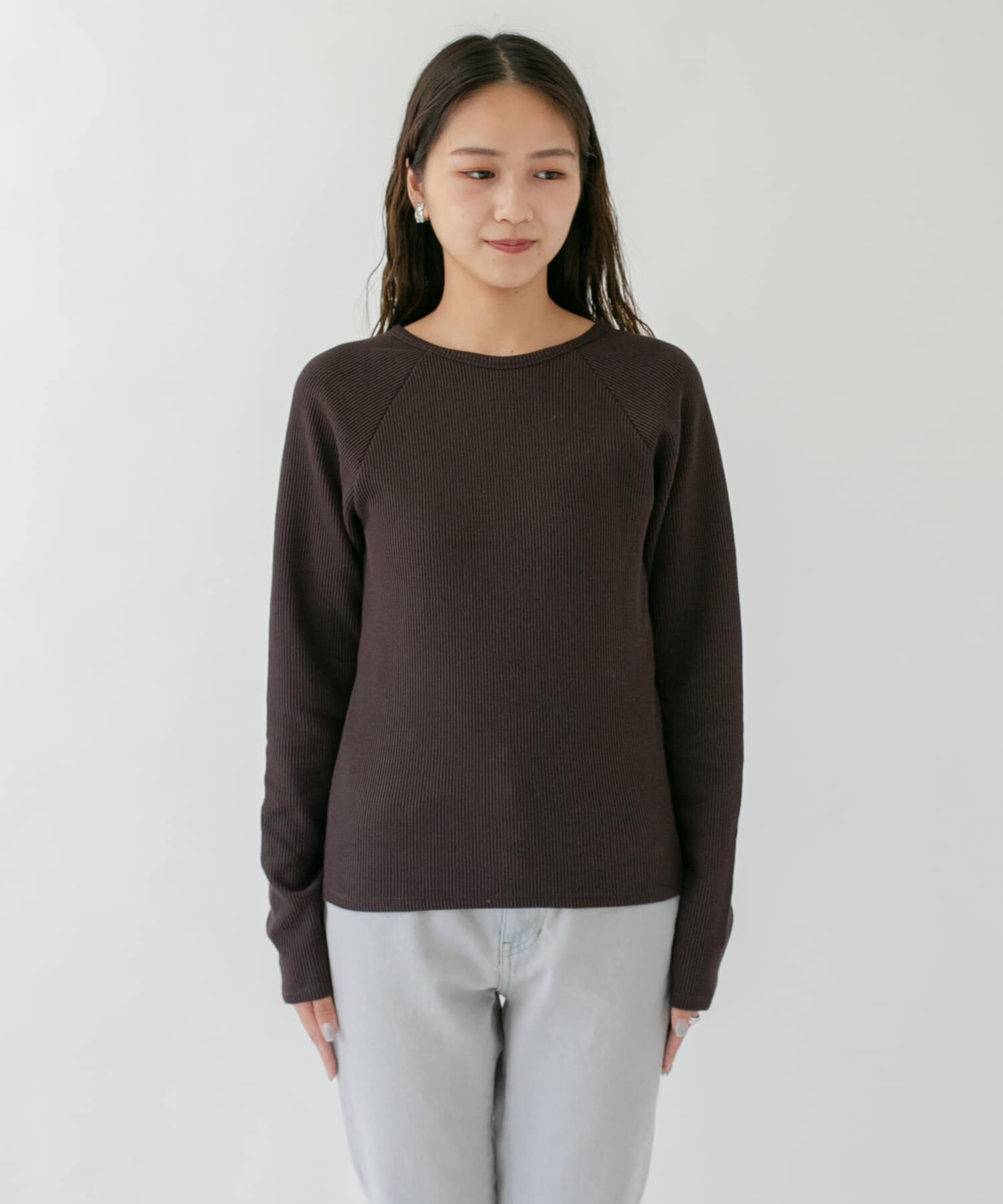  「ラグランラインオープンカットソー」|Tシャツ・カットソー|