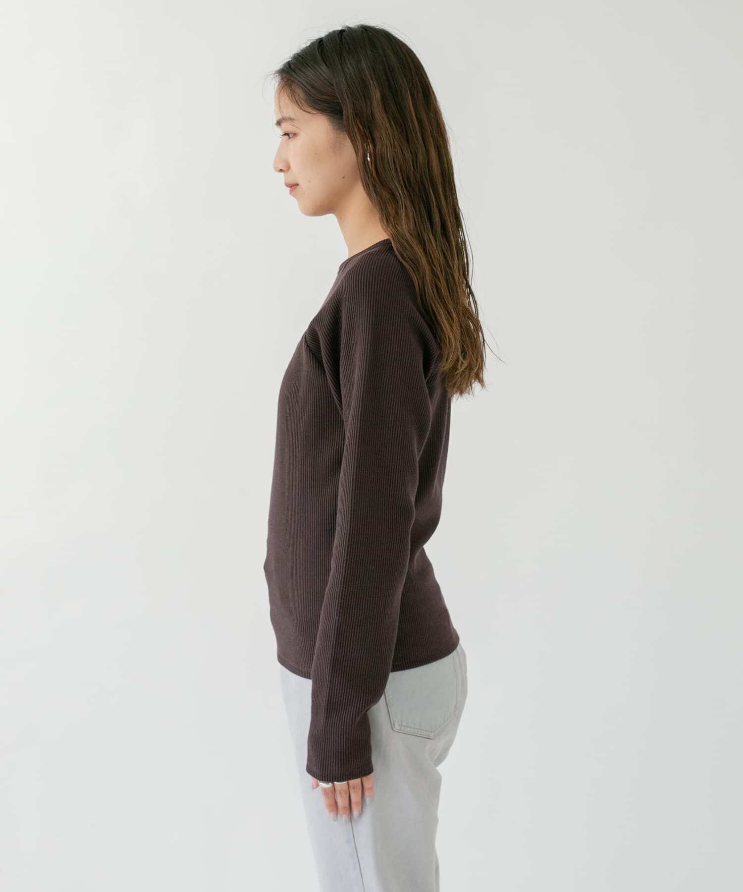  「ラグランラインオープンカットソー」|Tシャツ・カットソー|