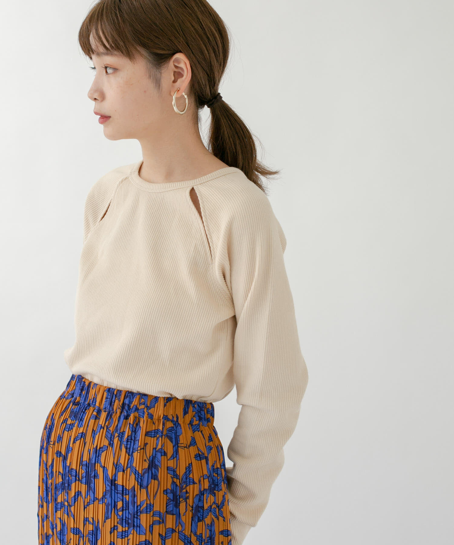  「ラグランラインオープンカットソー」|Tシャツ・カットソー|