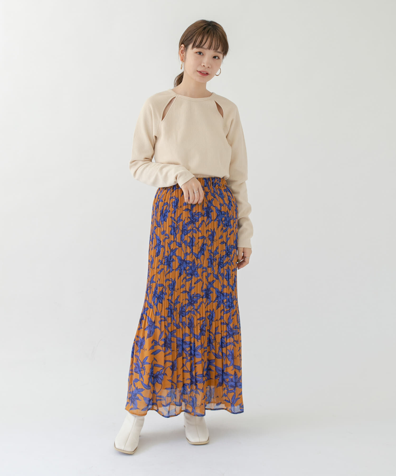  「ラグランラインオープンカットソー」|Tシャツ・カットソー|