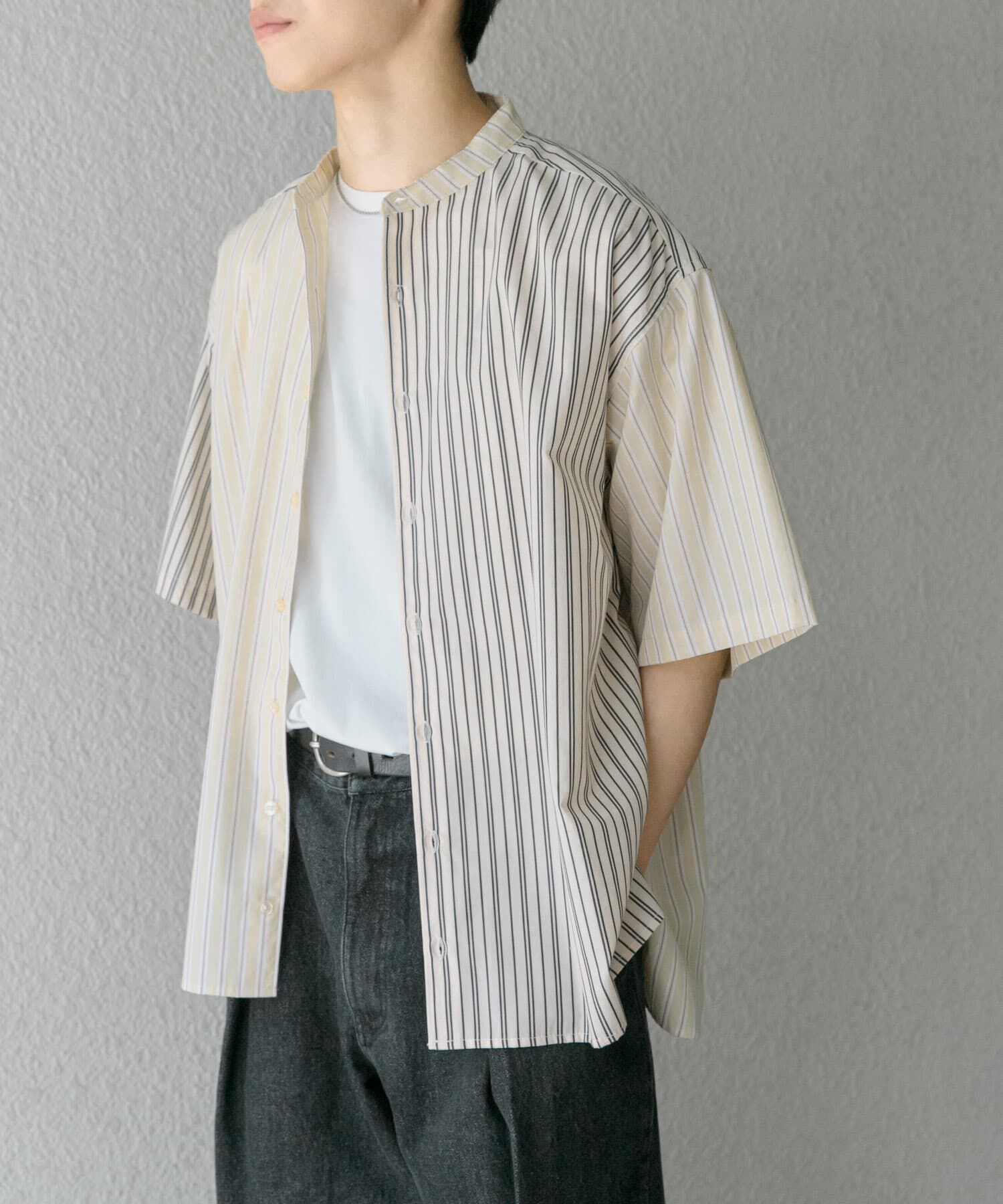 SENSE OF PLACE by URBAN RESEARCH「『ユニセックス』ストライプブロックドルーズシャツ」|シャツ・ブラウス|